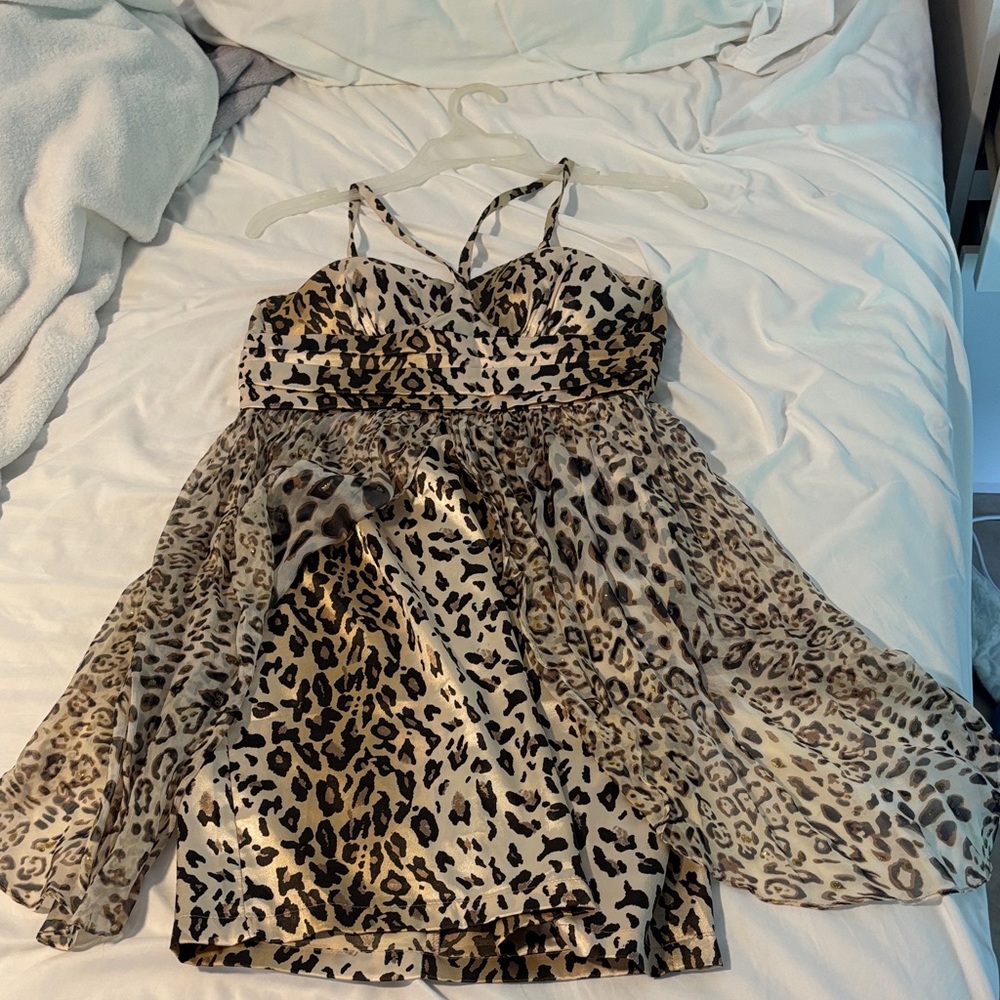 Leopard Print with Chiffon Dress